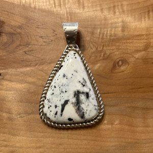 Large white buffalo sterling silver pendant (beads not included)